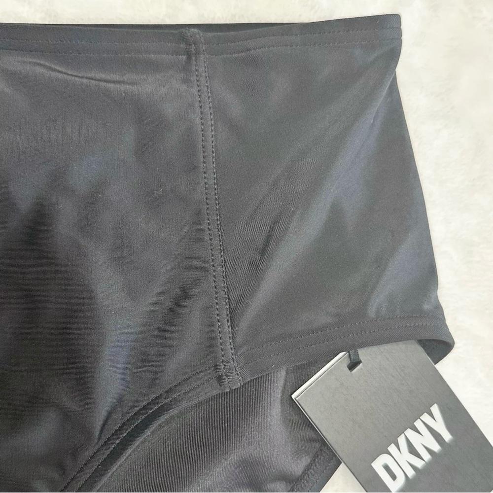 DKNY High-Waist Bikini Swim Bottoms Size XL Black Seamed New With Tags - Picture 3 of 9